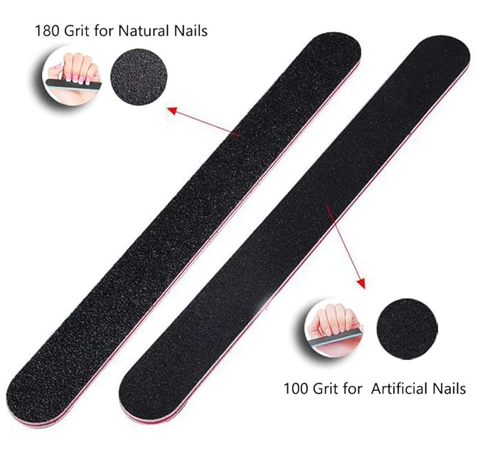 Nail File 57ct 100/180 Grit Emery Board Filer for Acrylic/Natural Fingernail