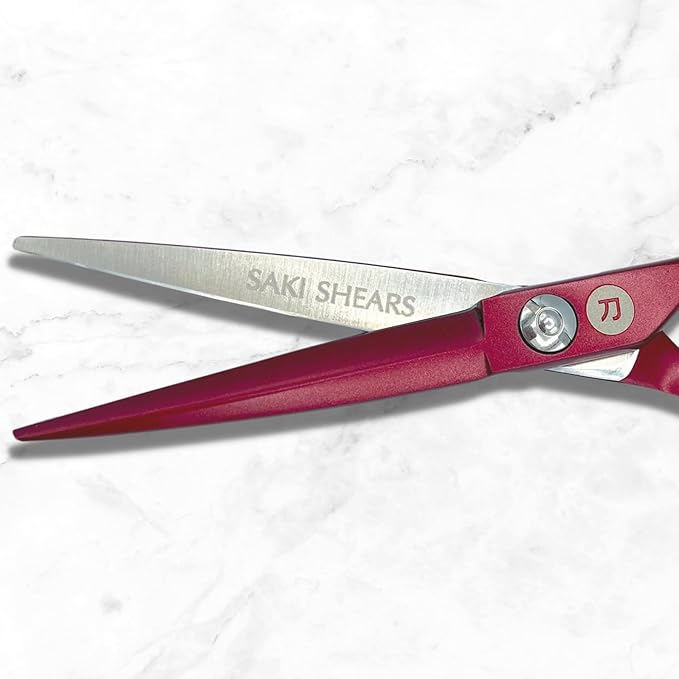 Saki Red Hair Cutting Scissors - 6" Inch Hair Shears - Red Titanium Finish - Professional Use - 440C Japanese Steel