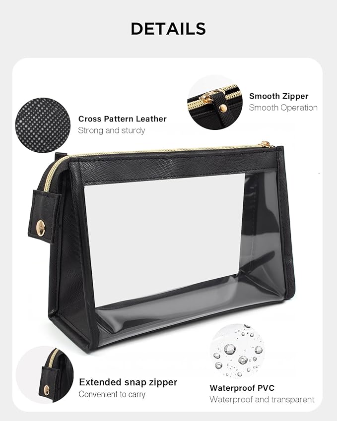 Clear Makup Bag, Clear Cosmetic Bags with Zipper Waterproof Small Travel Cosmetic Case Cute Make Up Pouch Mini Car Essentials for Women Travel Car Organizer
