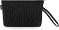 Gloppie Small Makeup Bag for Purse Portable Cosmetic Bag Puffy Padded Makeup Pouch Wristlet Pouch for Women Black