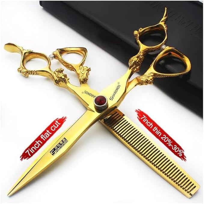 5.5/6 /7 Inch Purple Dragon Knight Professional Japanese Hair Scissors Barber Scissors Set (7 inch 2pc-D)