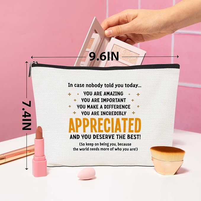 Inspirational Makeup Bag Employee Appreciation Gifts Thank You Gifts Cosmetic Bag Zipper Pouch Cheer Up Encouragement Gifts for Women Coworkers Boss Lady Manager Friend Christmas Birthday Gifts