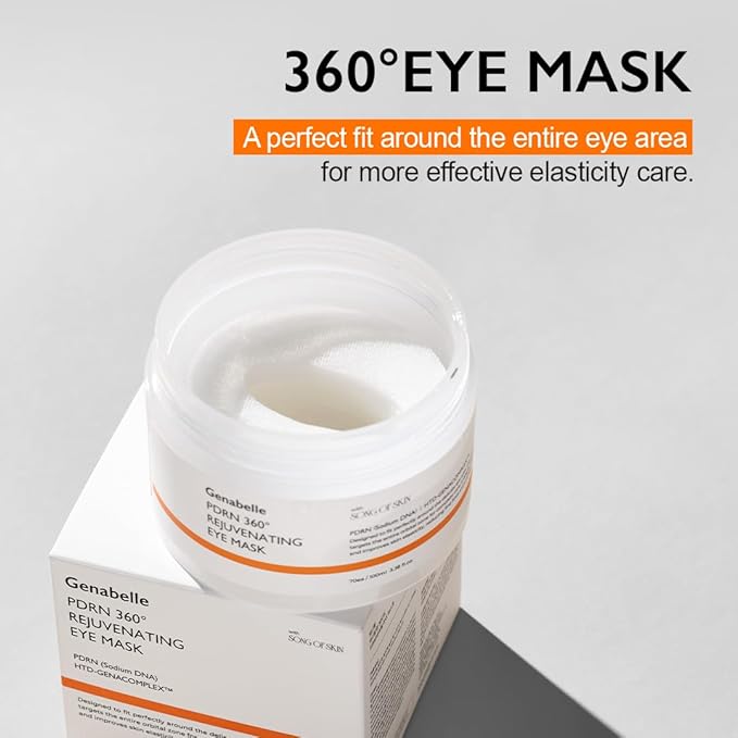 Genabelle PDRN 360° Rejuvenating Eye Mask – Full Eye Area Care for Hydration, Firming & Elasticity with PDRN & Peptides – Targets Dark Circles, Puffiness & Fine Lines – 3.38 fl oz.