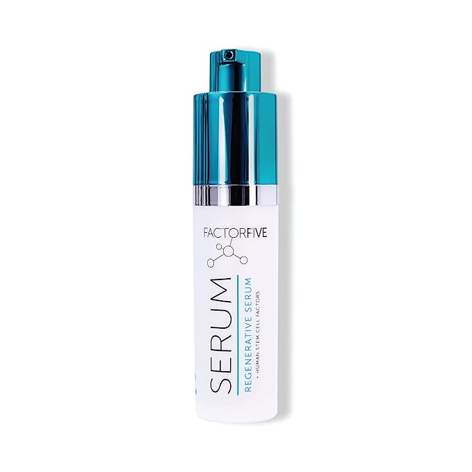 FACTORFIVE Regenerative Serum with Stem Cell Growth Factors, HGF for Skin Tightening and Smoothing, Wrinkle and Pore Reduction, and Rejuvenation - Travel Size, 0.34fl oz/10ml