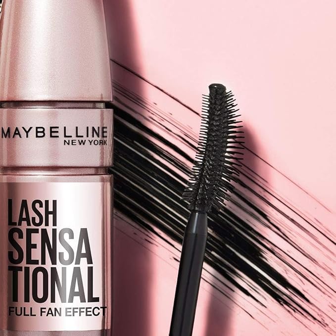 Maybelline Lash Sensational Mascara, Lengthening and Volumizing | Very Black | Washable | Full Fan Effect | Pack of 2