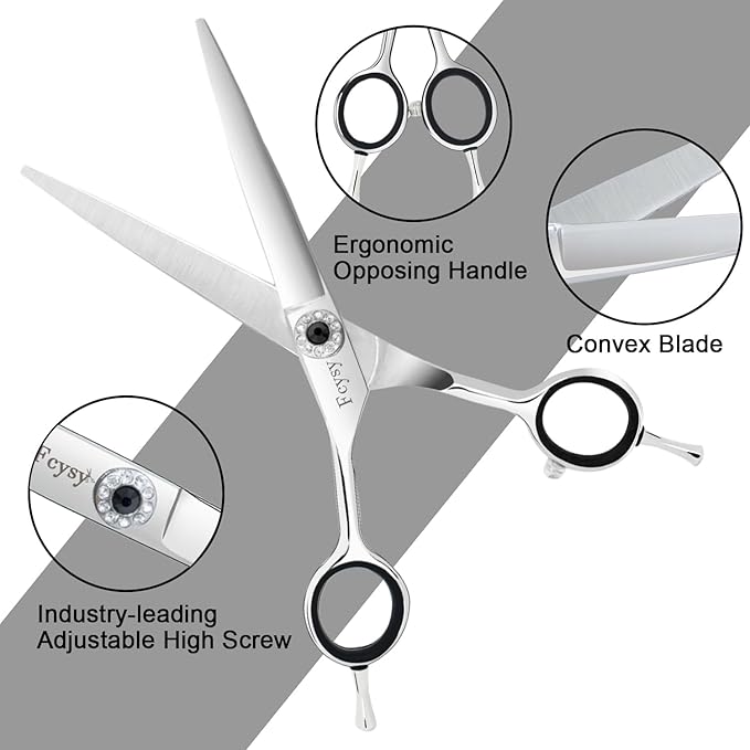 Left Handed Hair Cutting Scissors, Fcysy Professional 6 In Lefty Barber Shears, Left Hand Salon Haircut Trimming Scissors for Barbers, Stylists & Home Use