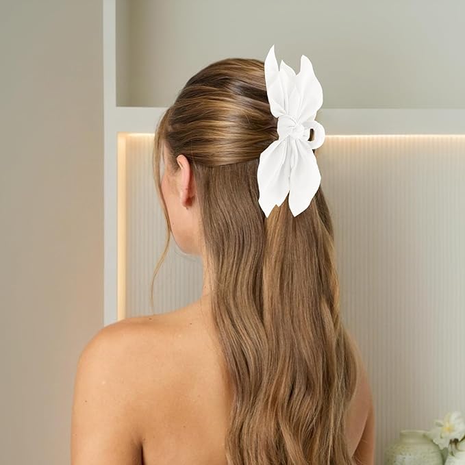 Bow Claw Clips Bow Hair Clips White 3PCS Big Hair Bows for Women Butterfly Styling Large Hair Clips for Thick Hair for Girls Hair Accessories for Teen