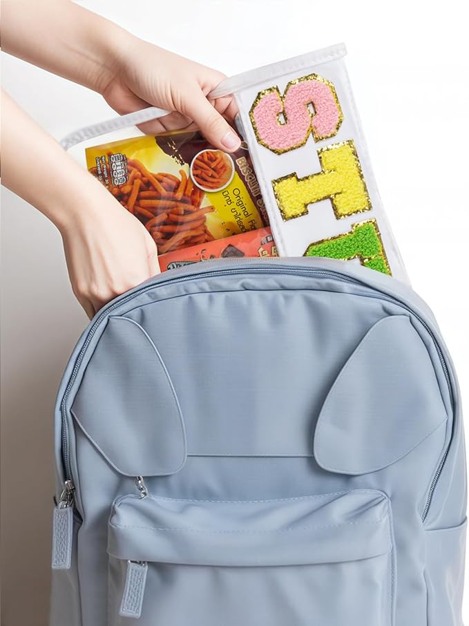 2 Pcs Snack Pouch Chenille Letter Clear Zipper Snack Bag, Nylon Snack Pouch for Travel Clear Makeup Bag Small Cosmetic Bag for Purse Snack Bags for School Waterproof Toiletry Bag