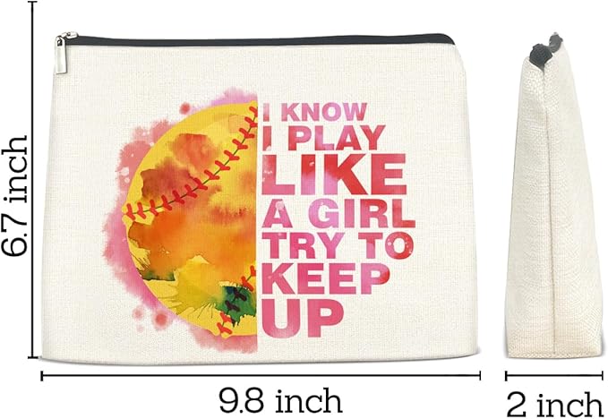 Softball Gifts: Makeup Bag for Her, Coach & Player Gifts - Cosmetic Travel Bag Pouch