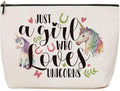 Unicorn Gifts Unicorn Birthday Decorations Makeup Bag for Girls Just A Girl Who Loves Unicorns Birthday Christmas Gift for Daughter Sister Besties