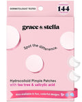 grace & stella Award Winning Pimple Patches for Face - Dermatologist Tested Acne Patches - Hydrocolloid Patch for Breakouts, Whiteheads - Vegan Acne Spot Treatment for Face (Invisible, 144 Count)