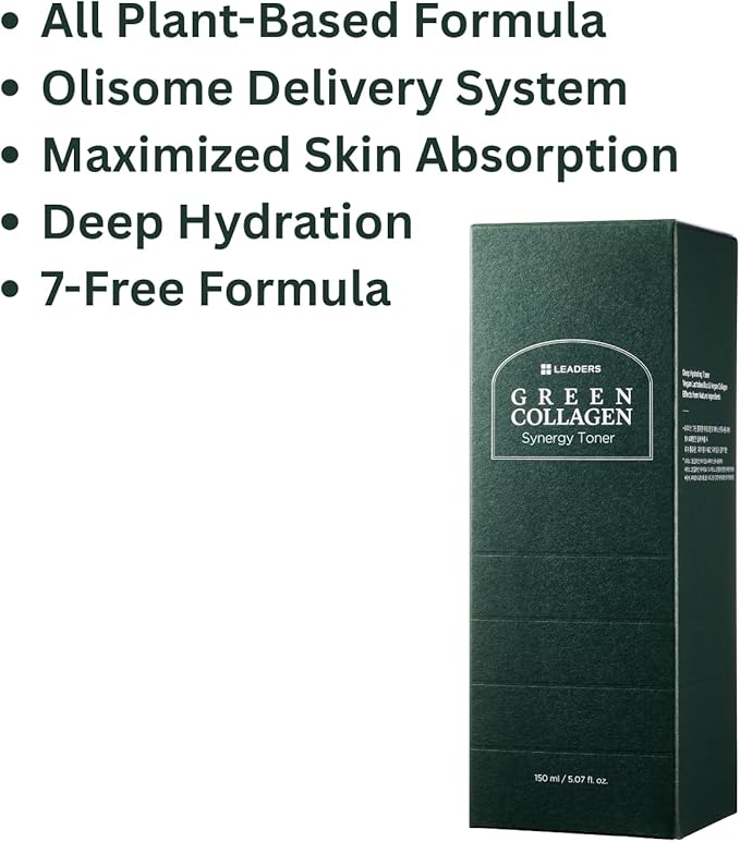 LEADERS Green Collagen Synergy Toner – Hydrating Moisturizing Toner for Enhanced Absorption, Deep Hydration, Refreshed, & Soft Skin – Gentle Plant-Based Formula – 150ml