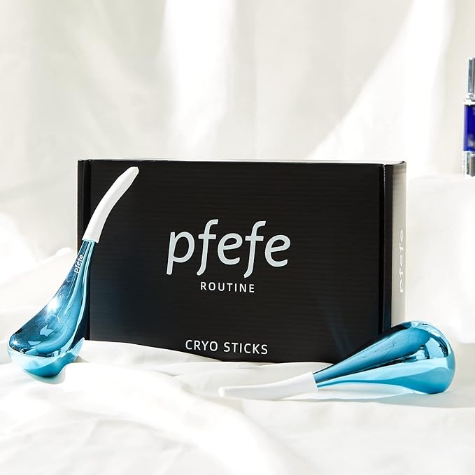 Pfefe Cryo Sticks for Face, Ice Globes Cryo Globes for Facials, Esthetician Supplies Gifts, Unbreakable Stainless Steel Ice Roller Cooling Spa Balls with Storage Case