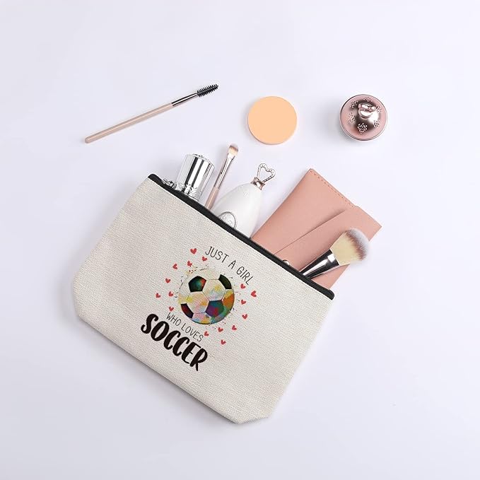 KDXPBZ Soccer Cosmetic Bag - Coach & Team Gifts for Lovers, Players, Fans - Birthday Gifts for Women, Friend, Sister, BFF, Bestie