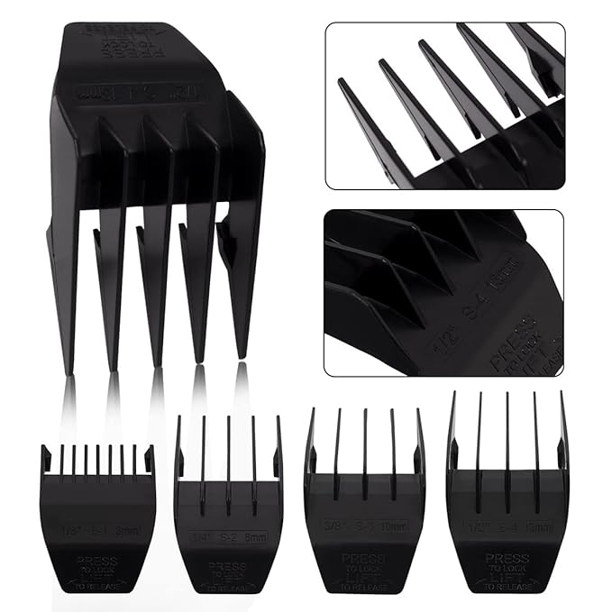 Professional Peanut Clipper Guards for Wahl Peanut – From 1/8 Inch to 1/2 Inch, Fits for Wahl Peanut, Black-4PCS