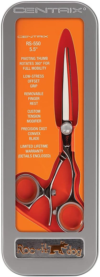 Cricket Centrix Roc-It Dog 360 Hair Scissors Professional Hair Cutting Scissors – 360° Pivoting Thumb, Shears w/Smooth Control and Consistent Tension – 550 5.5 Inch Stainless Steel Shear for Stylists