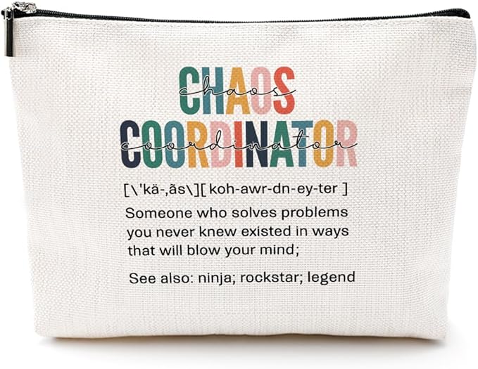 Chaos Coordinator Makeup Bag Chaos Coordinator Gifts for Women Thank You Gifts Cosmetic Bag Zipper Pouch Appreciation Gifts for Coworkers Boss Lady Mentor Coach Leader Christmas Birthday Gifts