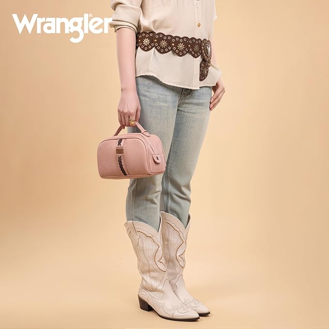 Montana West Wrangler Makeup Bags for Women Portable Toiletry Bag Small Travel Cosmetic Organizer for Gift Zipper Closure