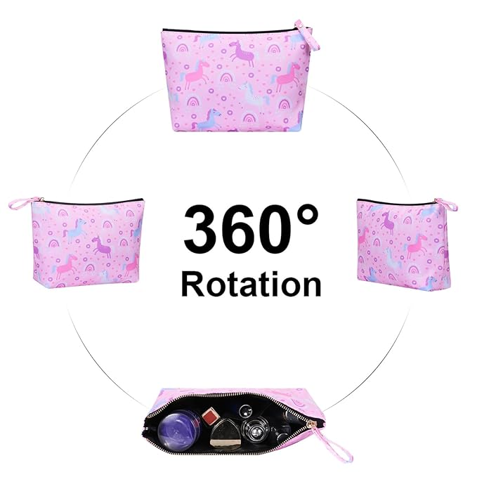 Large Makeup Bag for Women Zipper Pouch Travel Cosmetic Organizer Animal Print, Unicorn