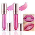 evpct 2Pcs Blush Red Pink Pearlescent Chameleon Shimmer Glitter Lipstick Lip Gloss, Long Lasting Waterproof Glitter Metallic Sparkly Glossy Lip Gloss Tint Stain Liquid Lipsticks Makeup Set for Women
