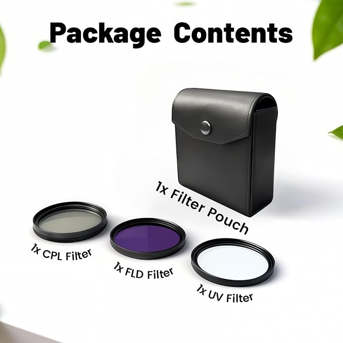 Universal 49mm Multi-Coated Lens Filter Kit, 3 Piece UV-CPL-FLD Camera Filters - Image 2