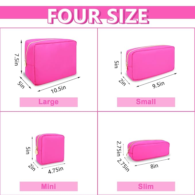 6 Pcs Waterproof Small Makeup Bag Pouch for Purse,Nylon Travel Toiletry Storage Bag Cute Preppy Cosmetic Bag for Women Girl,Durable Makeup Organizer Bag Skincare Bag Purse with Zipper for School