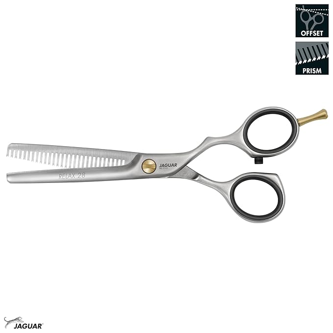 Jaguar Shears Pre Style Relax 5.5 Inch Offset Professional, Ergonomic, Steel Hair Thinning, Texturizing, Cutting and Trimming Scissors for Salon Stylist, Beauticians, Hair Dressers, and Barbers