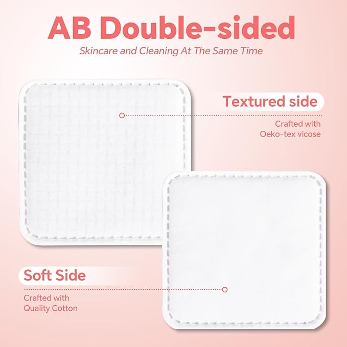 Square Cotton Pads 240 Count, Triple-Layer Design, Lint-Free & Durable, Dual-Sided Textured and Soft Pads for Makeup Removal, Facial Cleansing, Toner & Daily Skin Care