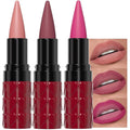 3Pcs Gradient Matte Lipstick Crayon Lip Liner pencil,Crayon Form and Cone Tip 2-in-1 Lip Liner and Lipstick Lip Combo Set Achieve Flawless Contour Gradual Ombre Effect lip Pencil for Old Women