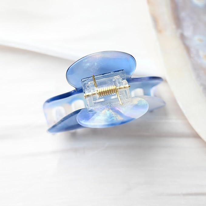 Handmade Celluloid Acetate French Design Barrettes Tortoise Shell Claws Hair Claw Luxury Fashion Accessories Hair Clip for Women (aespa blue)
