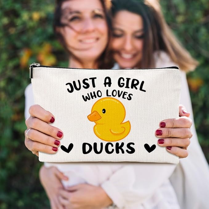 VICBOU Cute Duck Makeup Bag Duck Gifts for Women Girls Duck Decor Stuff Merch for Duck Lover Funny Christmas Birthday Gifts for Teens Best Friend Daughter BFF Sister Who Loves Ducks Cosmetic Bag