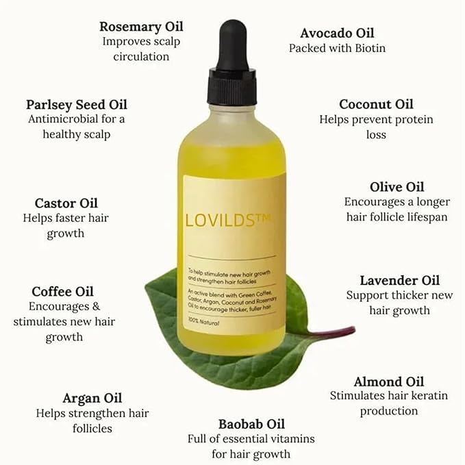 LOVILDS Rosemary Hair Growth Essence, Lovilds Rosemary Hair Growth Oil - 2 Ounce, Rosemary Rosemary Hair & Hair Strengthening Oil for All Hair Types (2 Bottles)