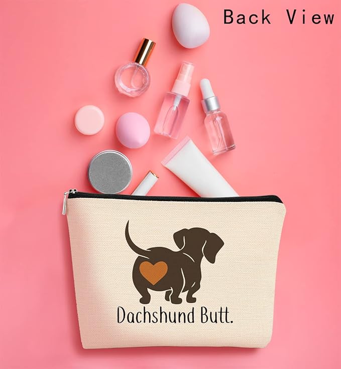 Dachshund Makeup Bag,Dachshund Gift Funny Guess What It's Dachshund Cartoon Cute Wiener Dog Sausage Dog Cosmetic Bag Best Gift Idea for Dog Loves Women Dog Mom Teen Girls Daughter