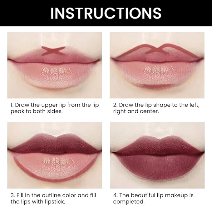 BINGBRUSH 3Pcs Double Ended Rose Chocolate Burgundy Red Matte Lip Liner and Lipstick Makeup Combo Set for Women,Lipliner 24 Hours Original Waterproof Long Lasting Lip Stains Pencil Kit Set