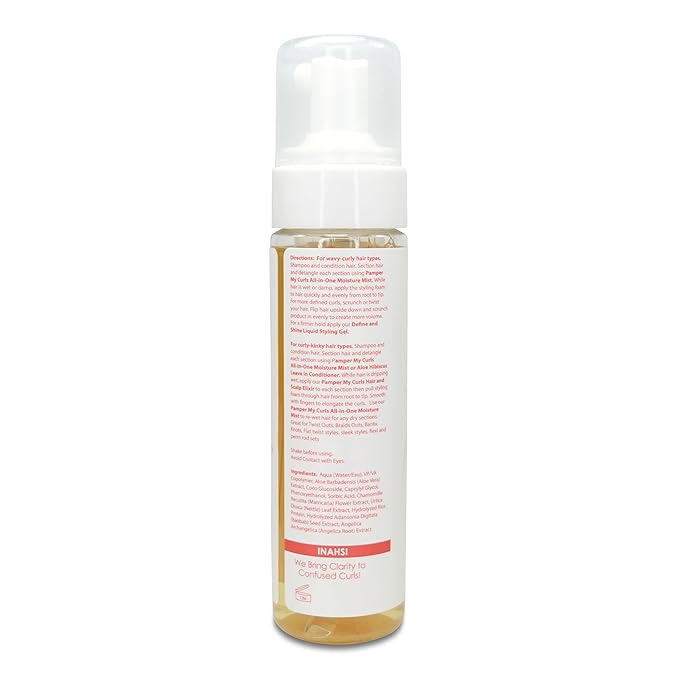 INAHSI Define & Shine Volumizing Styling Foam for Curly and Natural Hair | Fragrance-Free Hair Product for Women, Men, and Kids | For Naturally Curly Hair | 7.5oz, Made in the USA