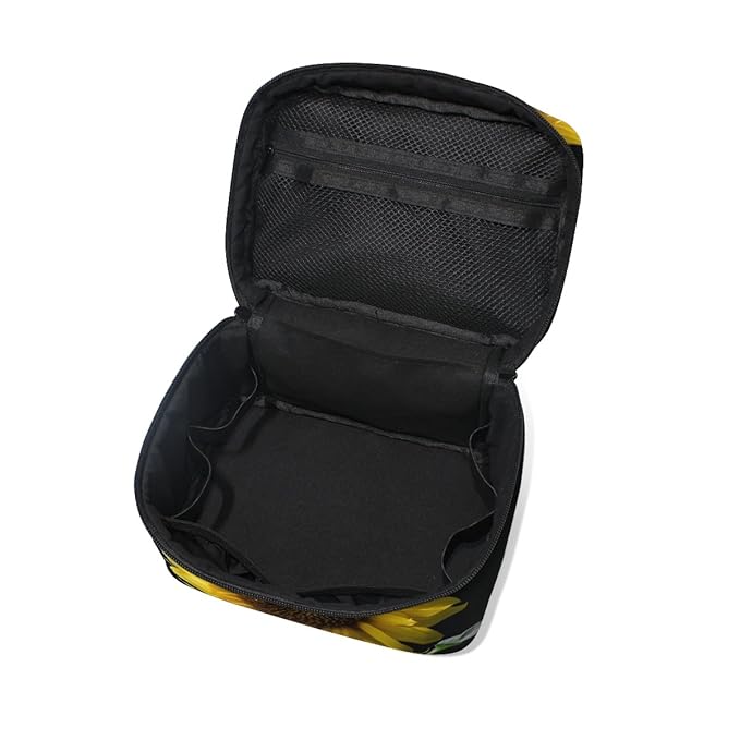 senya Travel Makeup Bags With Zipper Sunflower In The Dark Cosmetic Bag Toiletry Bags Train Cases Storage Bags Portable for Women Girls