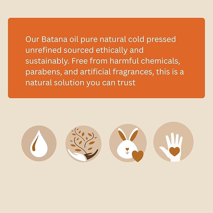 Best Natures Batana Oil for Hair Growth and Repair: Raw Batana Oil from Honduras - 100% Pure & Natural - For Thicker & Stronger Hair. Recognized by Dr. Sebi (2 fl oz)