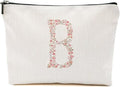 Initial Makeup Bag Floral B Personalized Cosmetic Bag Monogrammed Gifts for Women Girls Bride Boss Monogram Zipper Pouch for Teacher Appreciation Mothers Day Birthday Wedding Bridal Shower Gifts