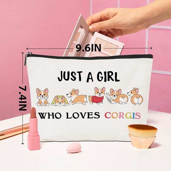 Secret Santa Gifts, Corgi Gifts Funny Corgi Makeup Bag Funny Cosmetic Bag Toiletry Bag Zipper Pouch for Women Girls Female Sister Daughter Friend Birthday Graduation Friendship