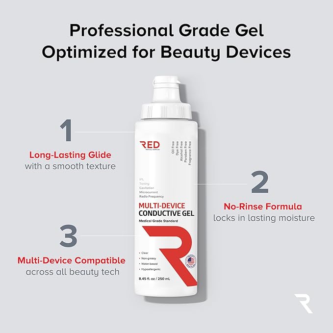 Professional-Grade Ultrasound Gel | Multi-Device Compatible Conductive Gel for Beauty & Skincare Devices | Hydrating, Hypoallergenic, Water-Based, Non-Greasy, Unscented | 8.45 fl oz