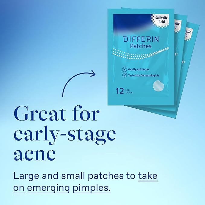 Differin Acne Patches, Pimple Patches for Acne Prone Skin, Formulated with Salicylic Acid and Centella, Fast Triple Action Power Patch for Day & Night, Dermatologist Tested, 36 Count (Pack of 12)