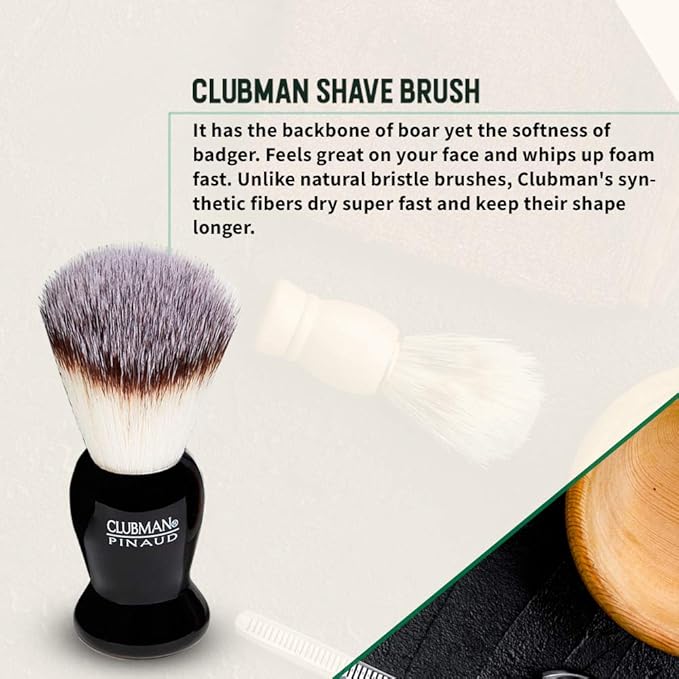 Clubman Pinaud Shave Essentials Set, Dopp Kit with Whiskey Woods After Shave, Shave Soap, and Shave Brush, 1 Set