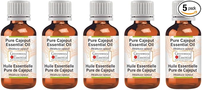 Greenwood Essential Pure Cajeput Essential Oil (Melaleuca cajeputi) Steam Distilled (Pack of Five) 100ml X 5(16.9 oz)