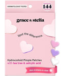 grace & stella Award Winning Pimple Patches for Face - Dermatologist Tested Acne Patches - Hydrocolloid Patch for Breakouts, Whiteheads - Vegan Acne Spot Treatment for Face (Heart, 144 Count)