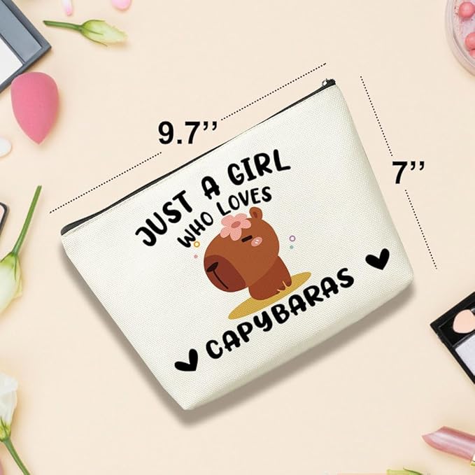 VICBOU Cute Capybaras Makeup Bag Capybara Gifts for Women Girls Capybara Stuff Merch Lover Funny Christmas Birthday Gifts for Teens Best Friend Daughter BFF Sister Who Loves Capybaras Cosmetic Bag