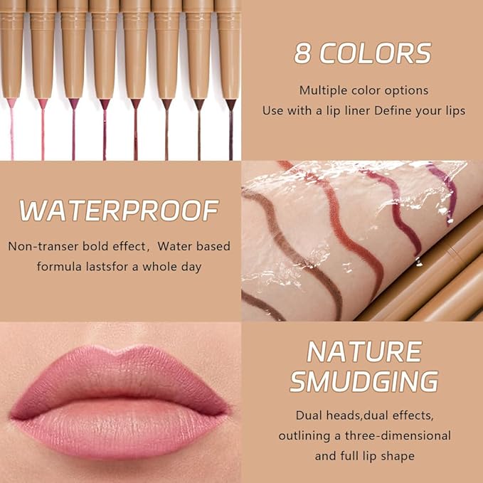 Salmon Pink Matte Lip Liner Pencil, Plump Lip Liners Long-Lasting Creamy Formula, With Silicone Smudger for Define Contours & Sculpting Lip, Waterproof Non-Staining Crayon Lip Liner 01#