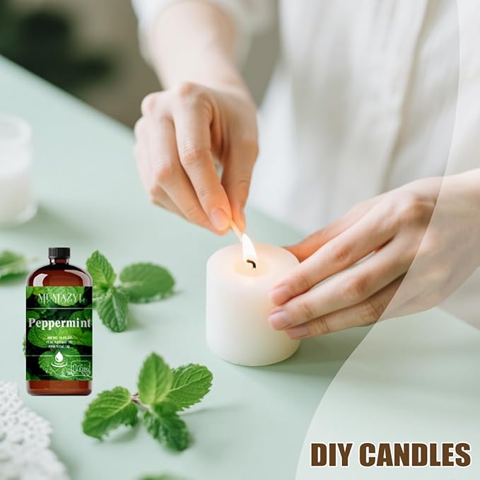 Peppermint Essential Oil, Peppermint Oil 16 Fl Oz 480ML for Diffuser Humidifier Yoga Cleaning DIY Candle Soap Making Essential Oils