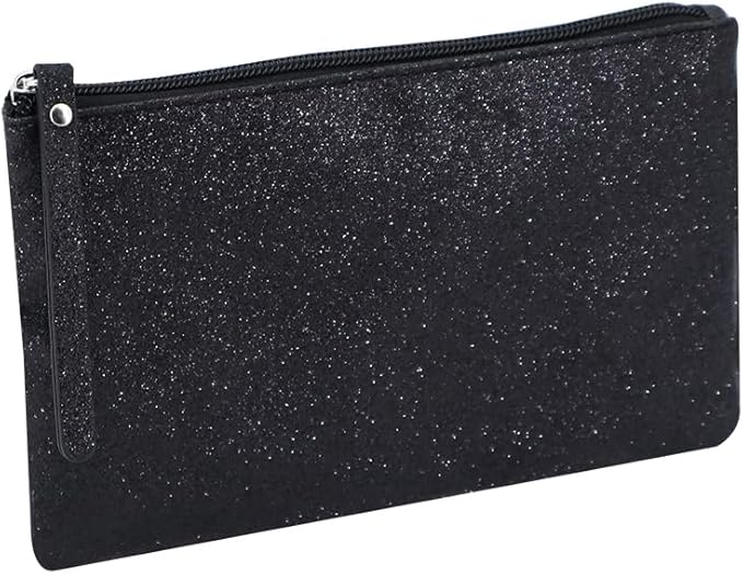 Celestial Glitter Makeup Pouch – Six Stunning Shades - Festive Cosmetic Bag (Twilight Black)