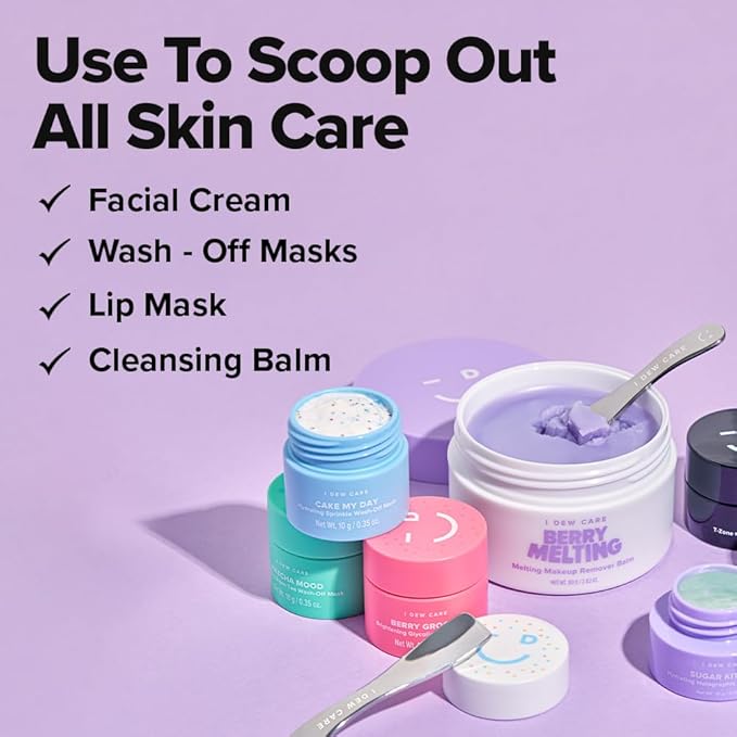 I DEW CARE Skincare Multi-functional Applicator - Get The Scoop | Stainless Steel Makeup Spatula Spoon, Beauty Mini Spoon Tool for Cream, Lip Balm, Wash-Off Masks, Mixing, Depuffing