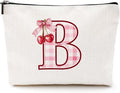 Initial Makeup Bag Monogram Cosmetic Bag Monogrammed Gifts for Women Girls Friends Coworker Daughter Personalized Travel Toiletry Bag Christmas Bridal Shower Wedding Bridesmaid Gifts, Cherry B